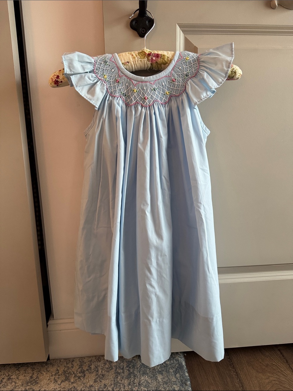 Beaufort Bonnet Company Light Blue Smocked Flutter Sleeve Dress
